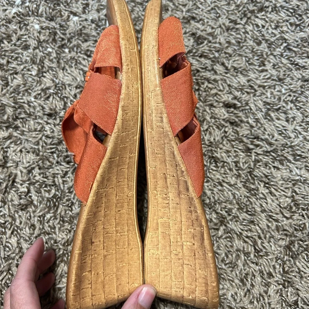 Italian Shoemakers Orange Brown Sandals with Knotted Design